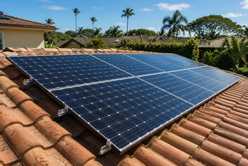 Installation de panneaux solaires à la Vraie-Croix
